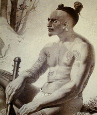 tattooed chief at Taiohae, Nukuhivadrawing, 18th century