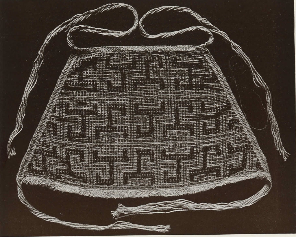Beaded apron with repeated bands of pattern
