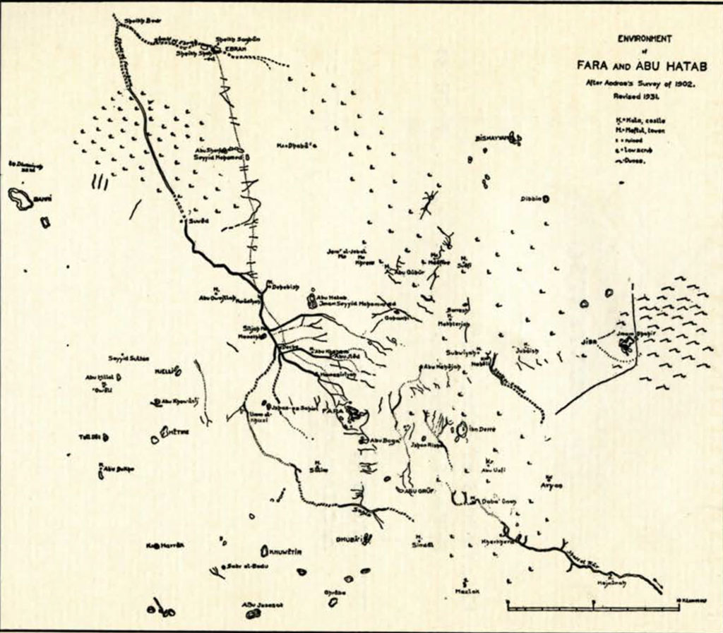Drawn map showing the environment of Fara and Abu Hatab