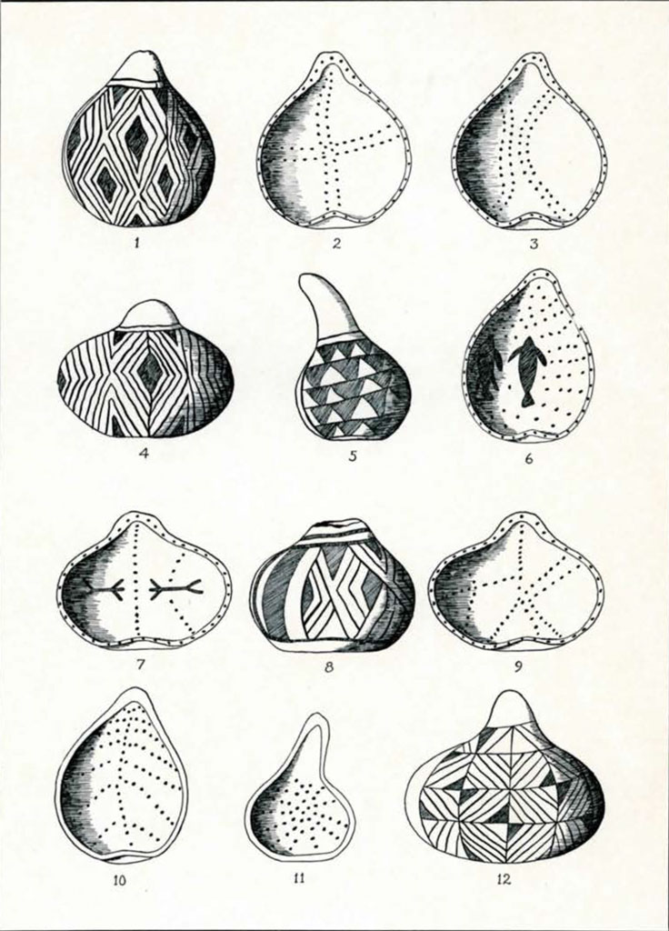 Drawings of designs on calabashes